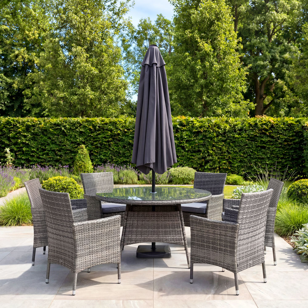 Charles Bentley Grey Metal Crank and Tilt Parasol 2.7m Image 4