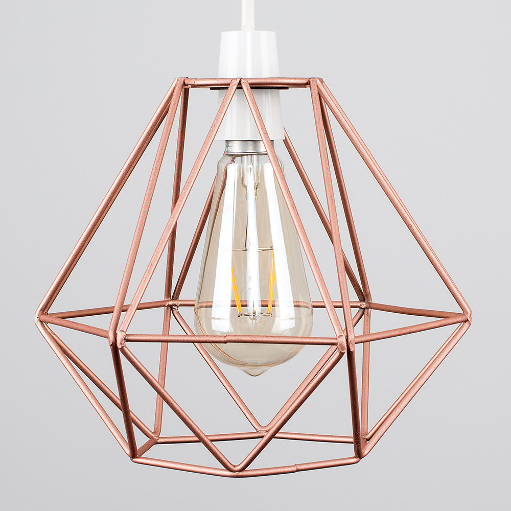 ValueLights Diablo Copper Industrial Wire Frame Pendant Shade Image 3