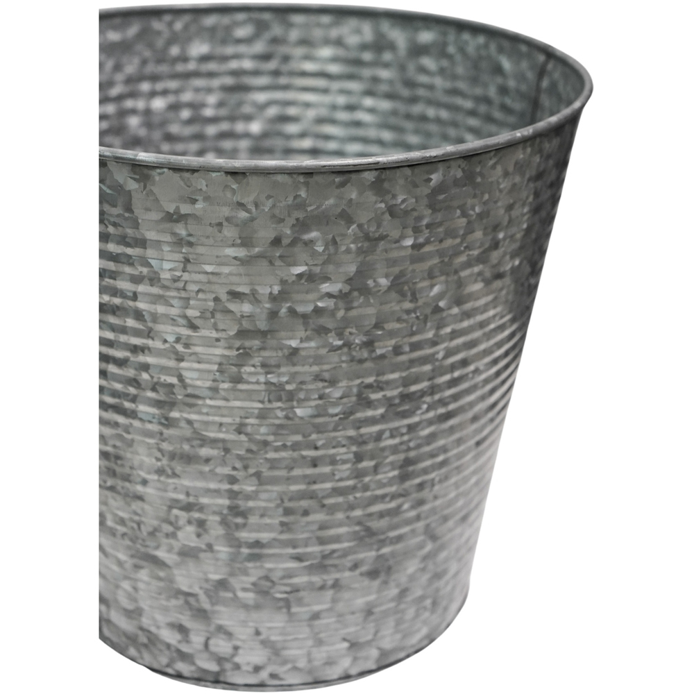 Ivyline Ribbed Galvanised Planter 32cm Image 3