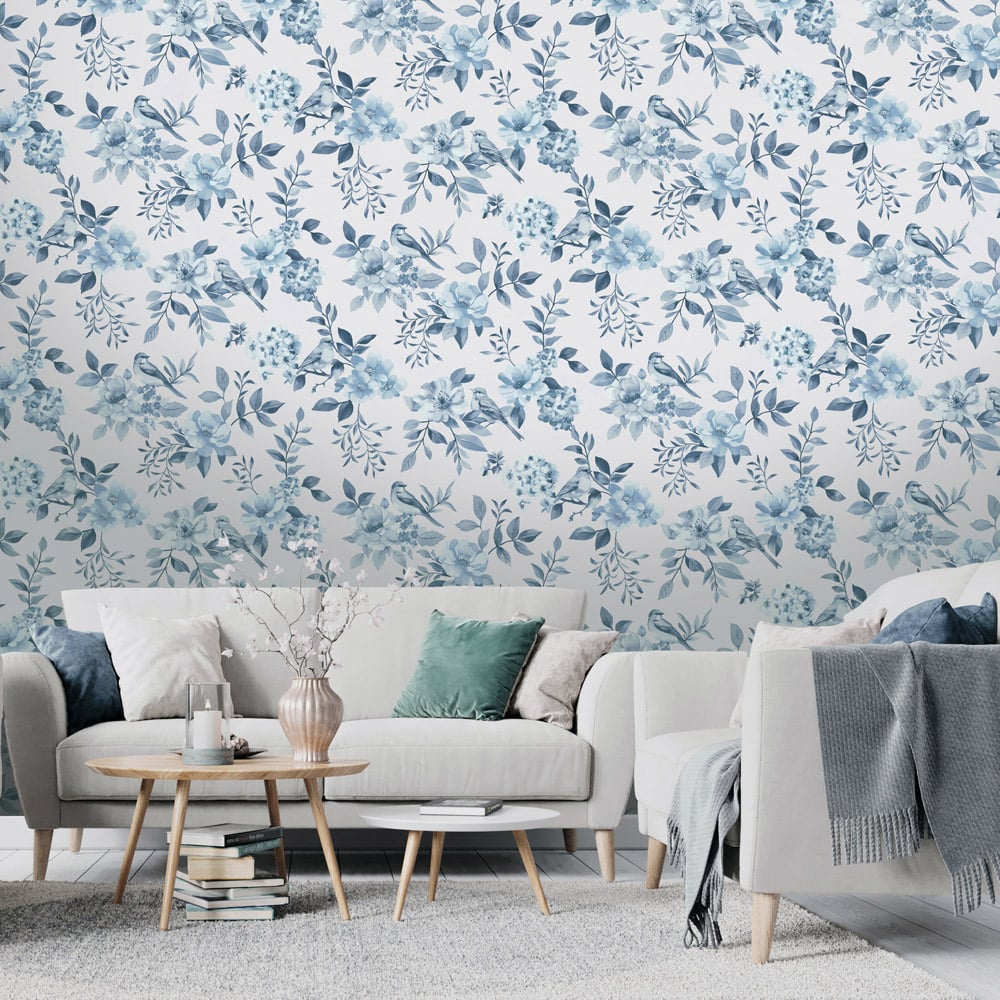 Holden Decor The Bird Garden Blue Wallpaper Image 3