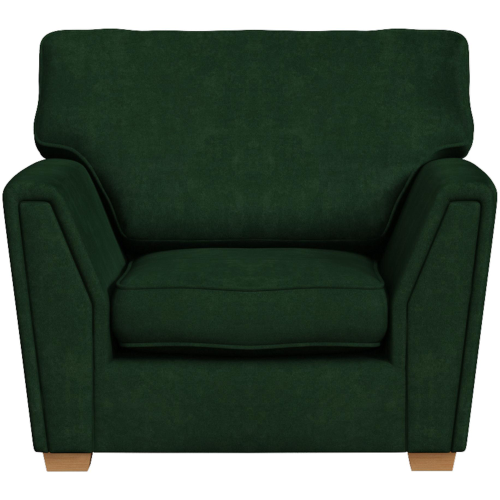 Wendleberry Forest Green Plush Velvet Fixed Back Armchair Image 2