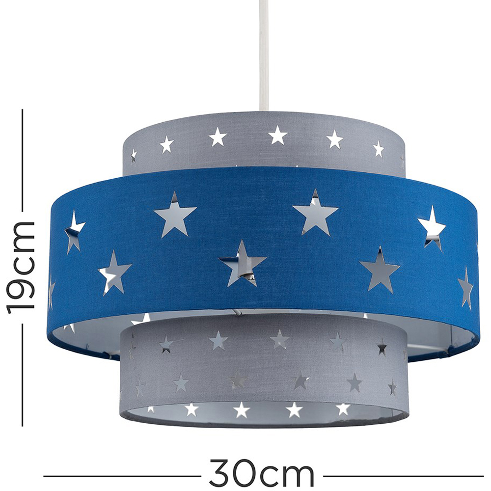 ValueLights Weaver Star Blue and Grey Tiered Ceiling Lamp Shade Image 7
