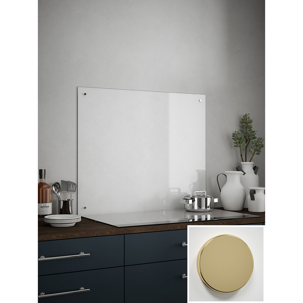 Clear Glass Kitchen Splashback with Brass Caps 900 x 750 x 4mm Image 4