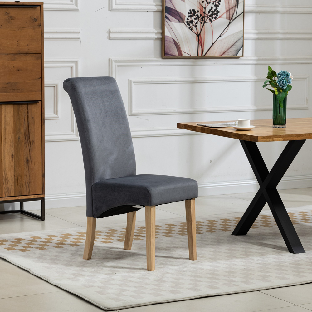 Artemis Home Rimini Set of 2 Grey Velvet Fabric Dining Chair Image 3