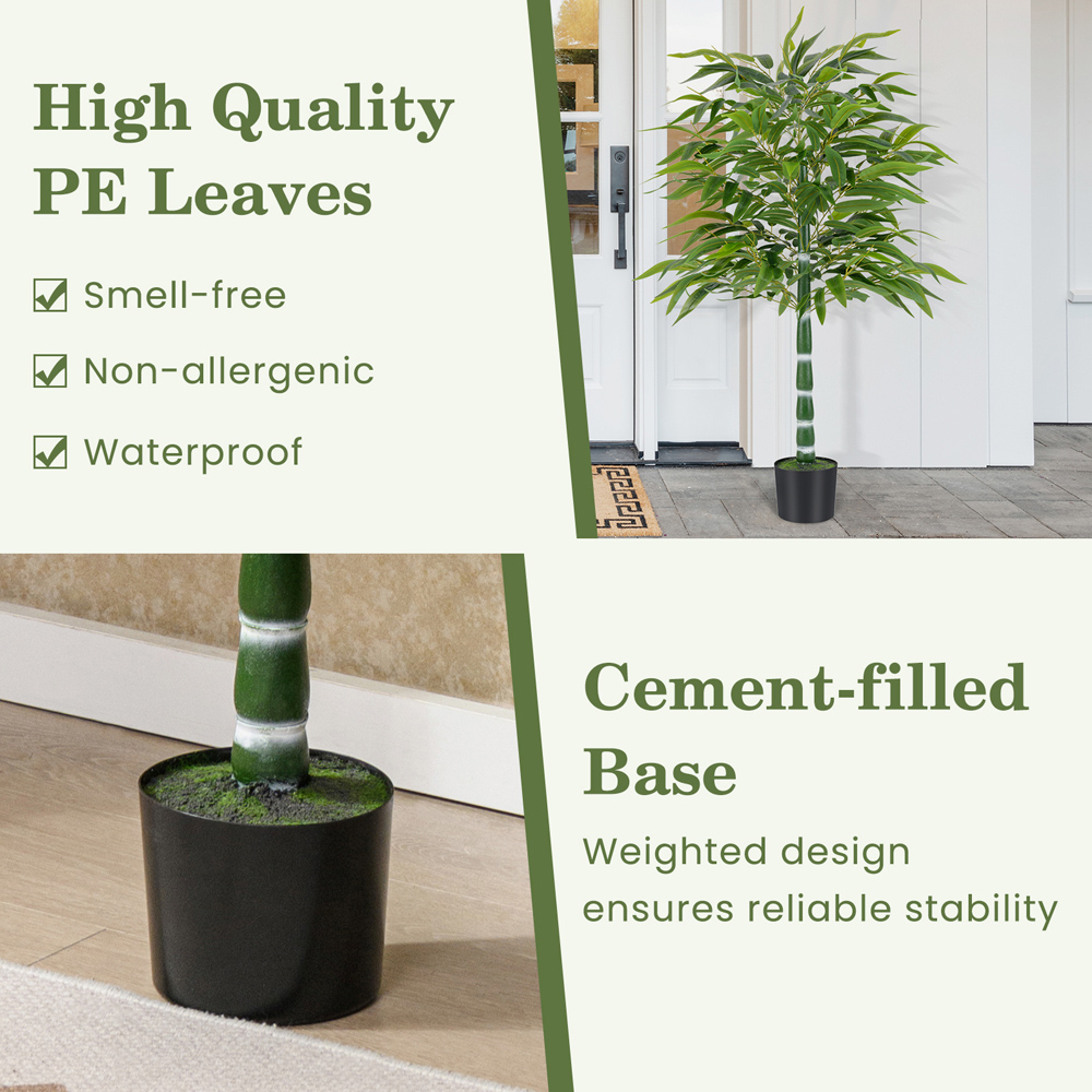 Costway Artificial Bamboo Tree in Plastic Nursery Pot 125cm 2 Pack Image 7