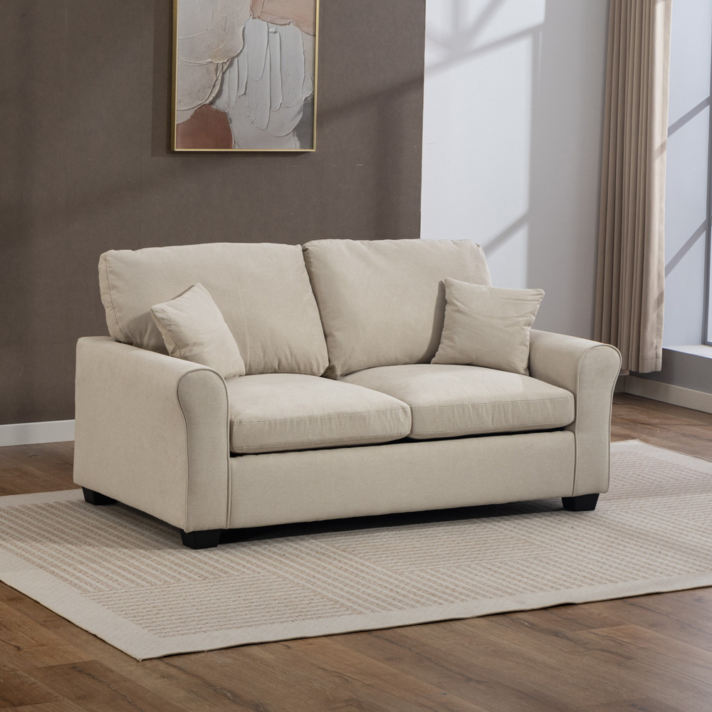 Artemis Home Lewiston 2 Seater Beige Fabric Sofa Bed Image 6