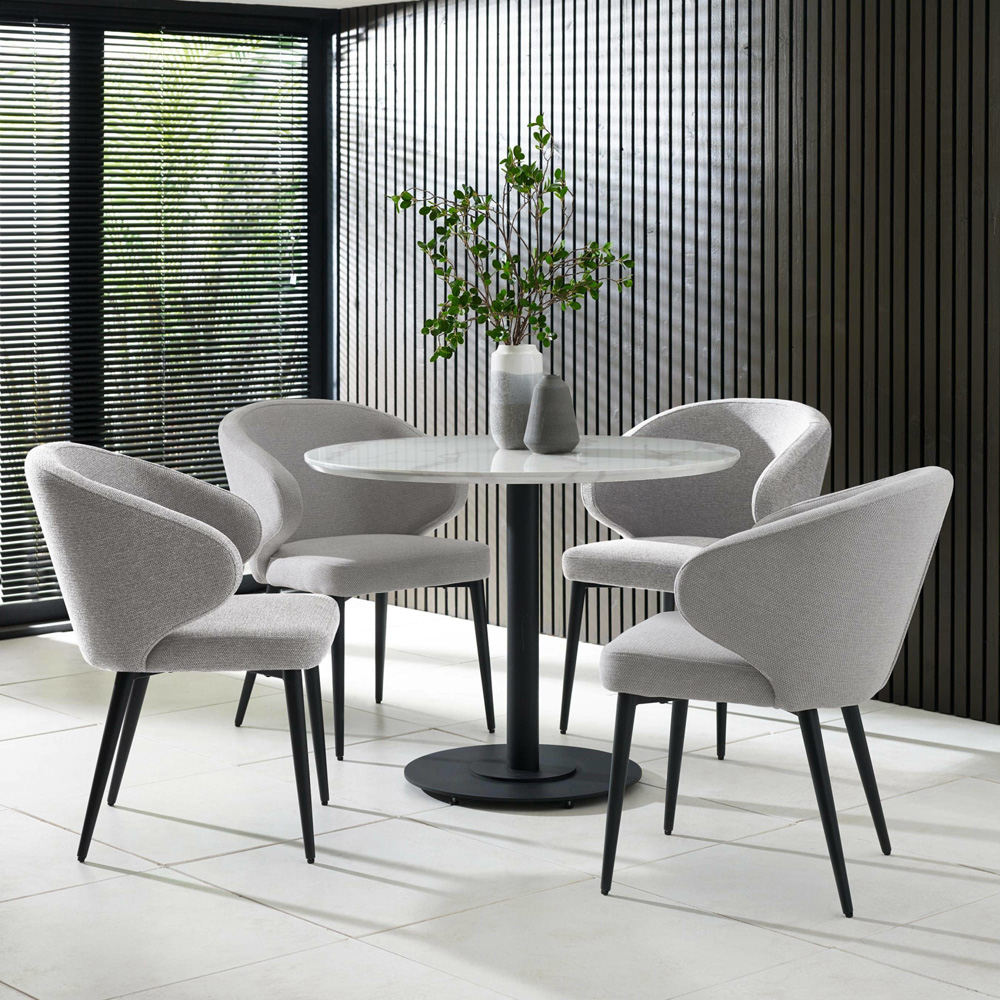 Julian Bowen Marcus Set of 2 Light Grey Fabric Dining Chair Image 6