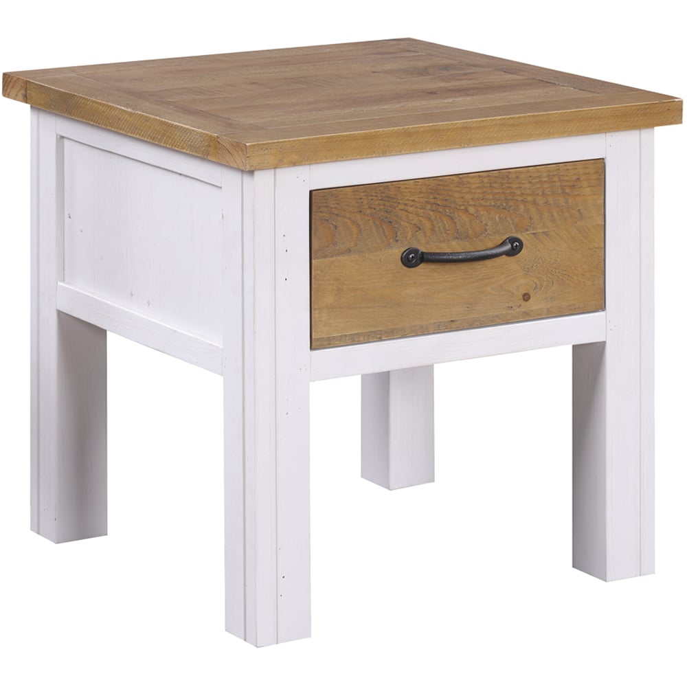 Baumhaus Splash of White Single Drawer Brown and White Lamp Table Image 2