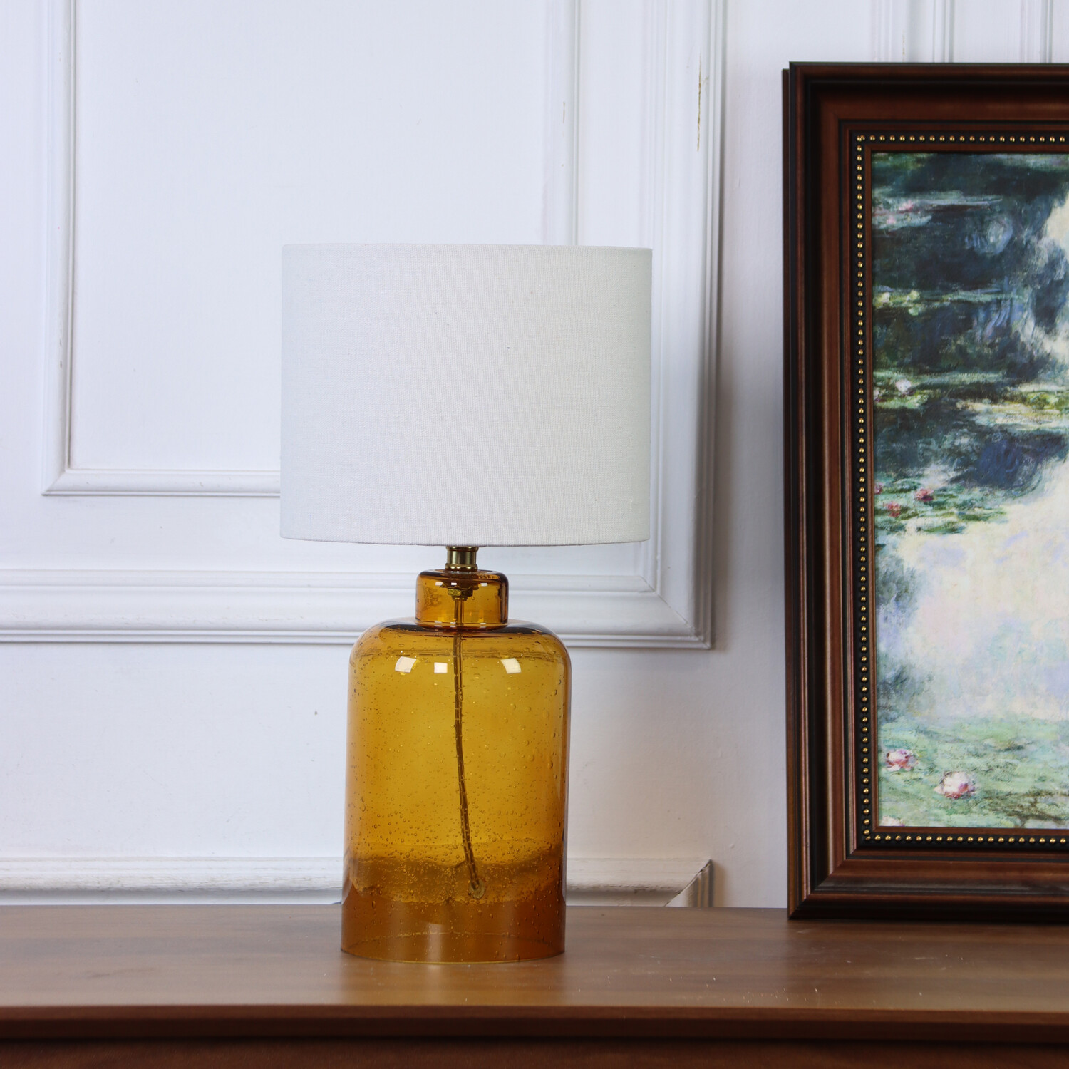 Noa Table Lamp White and Brown Image 3