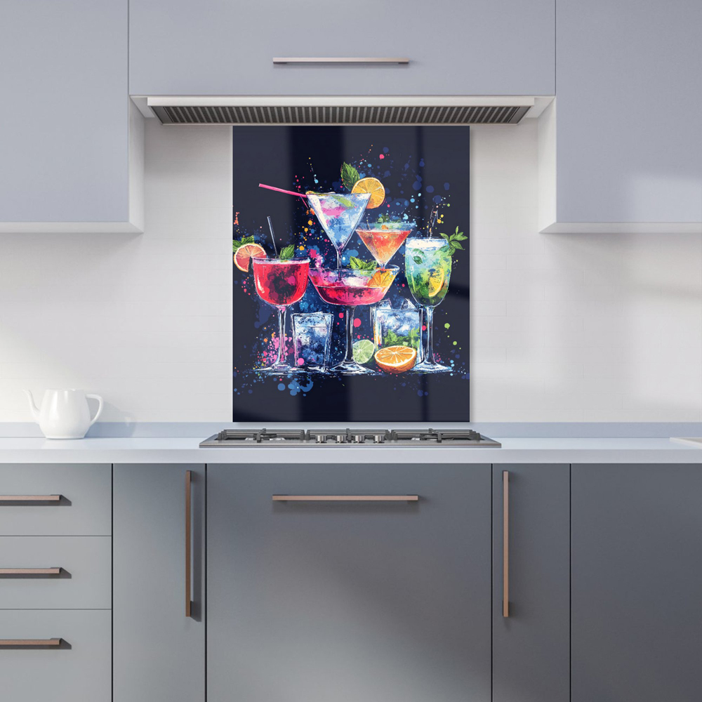 Warren Reed Designer Nighttime Cocktail Splash Glass Kitchen Splashback 75 x 60cm Image 1