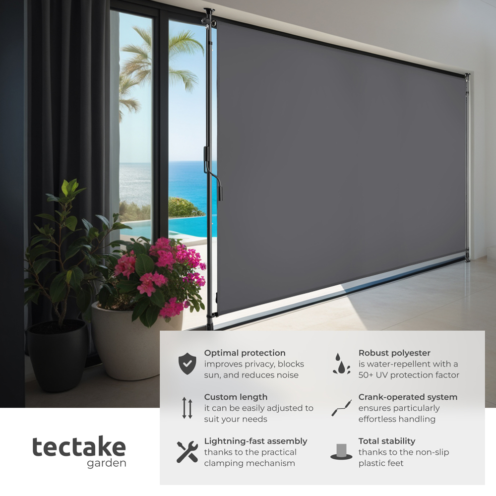 tectake Taija Dark Grey Retractable Awning with Hand Crank 3.1 x 2.08m Image 3