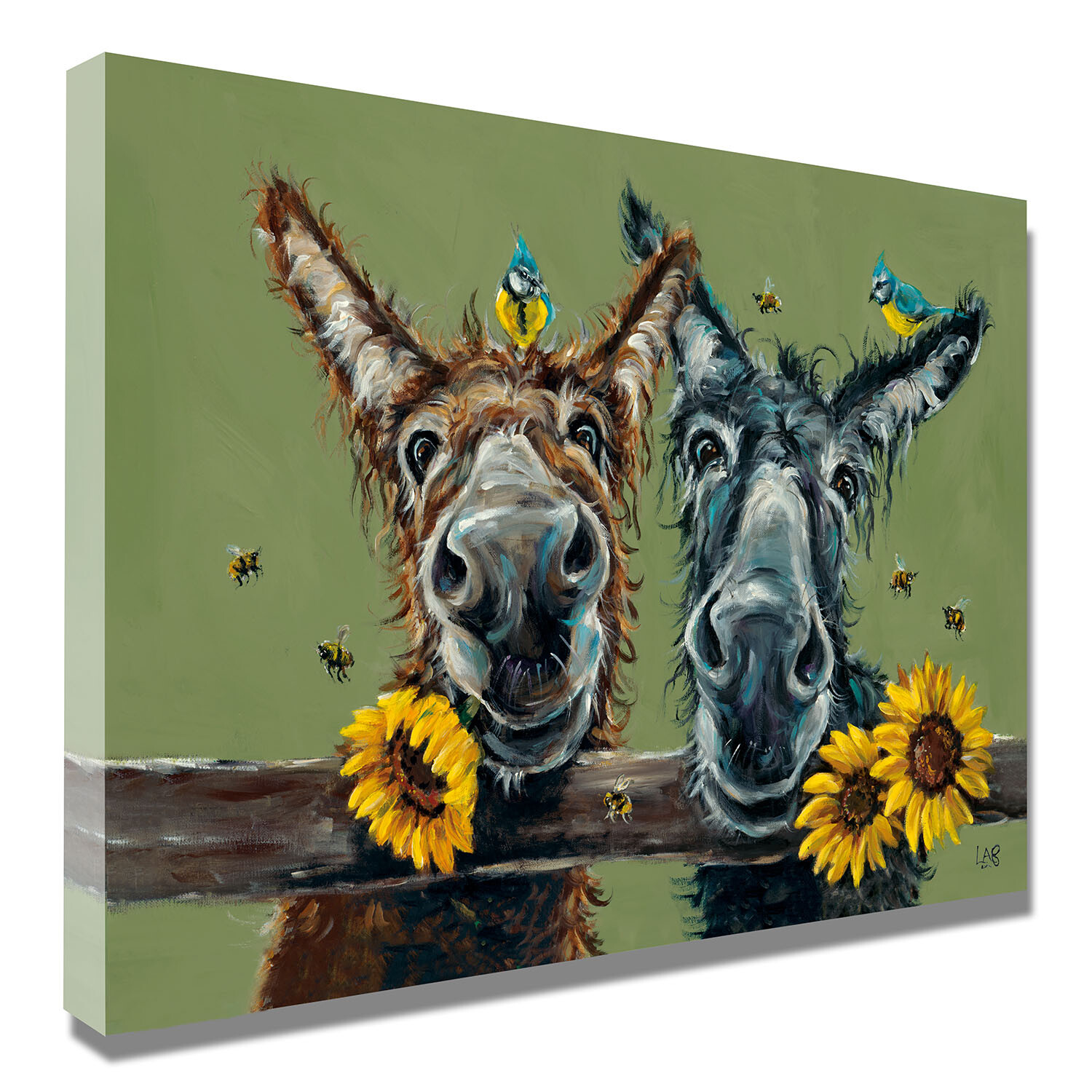 Louise Brown Donkey Duo Canvas - Multicolour Image 2