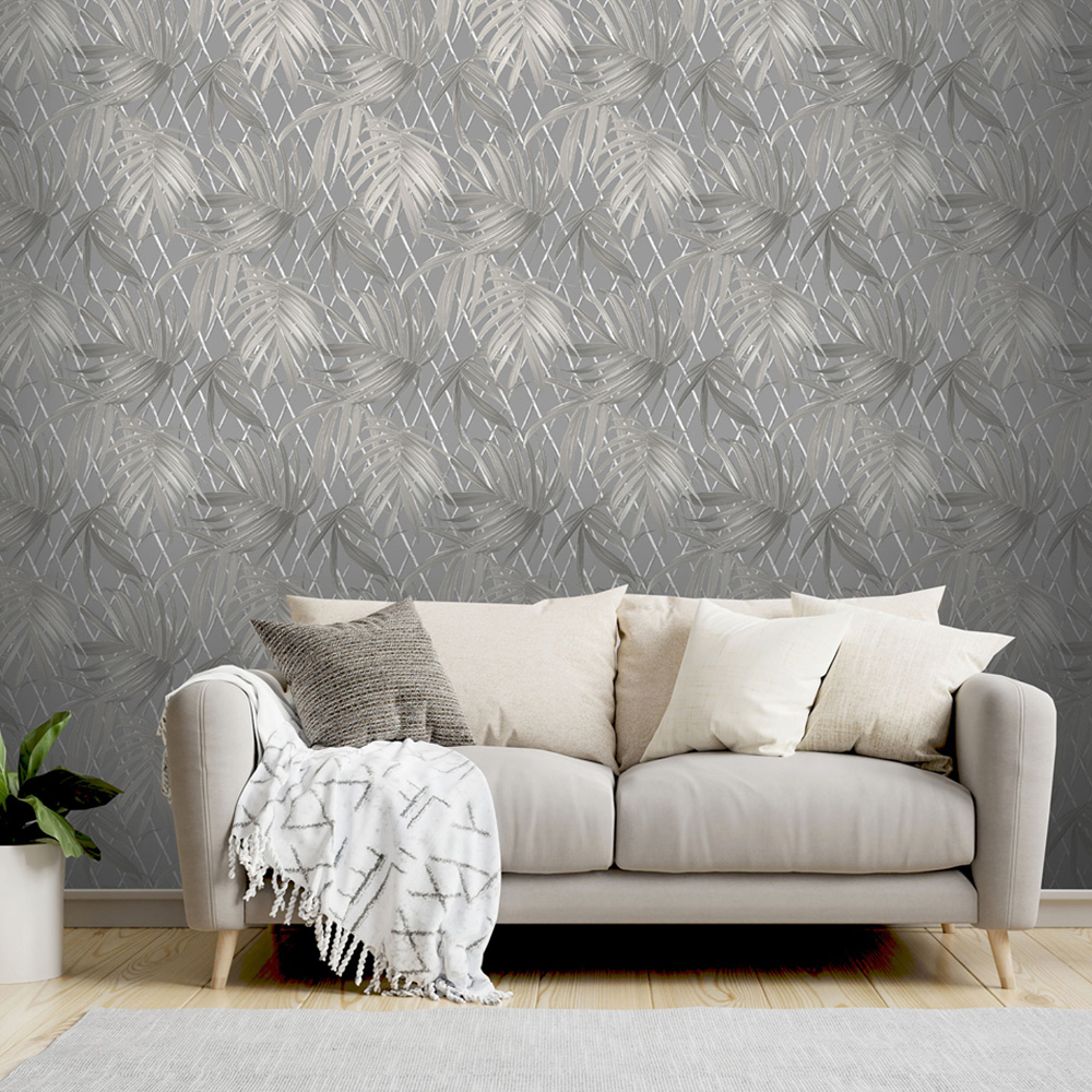 Rasch Paradise Palm Grey Wallpaper Image 4