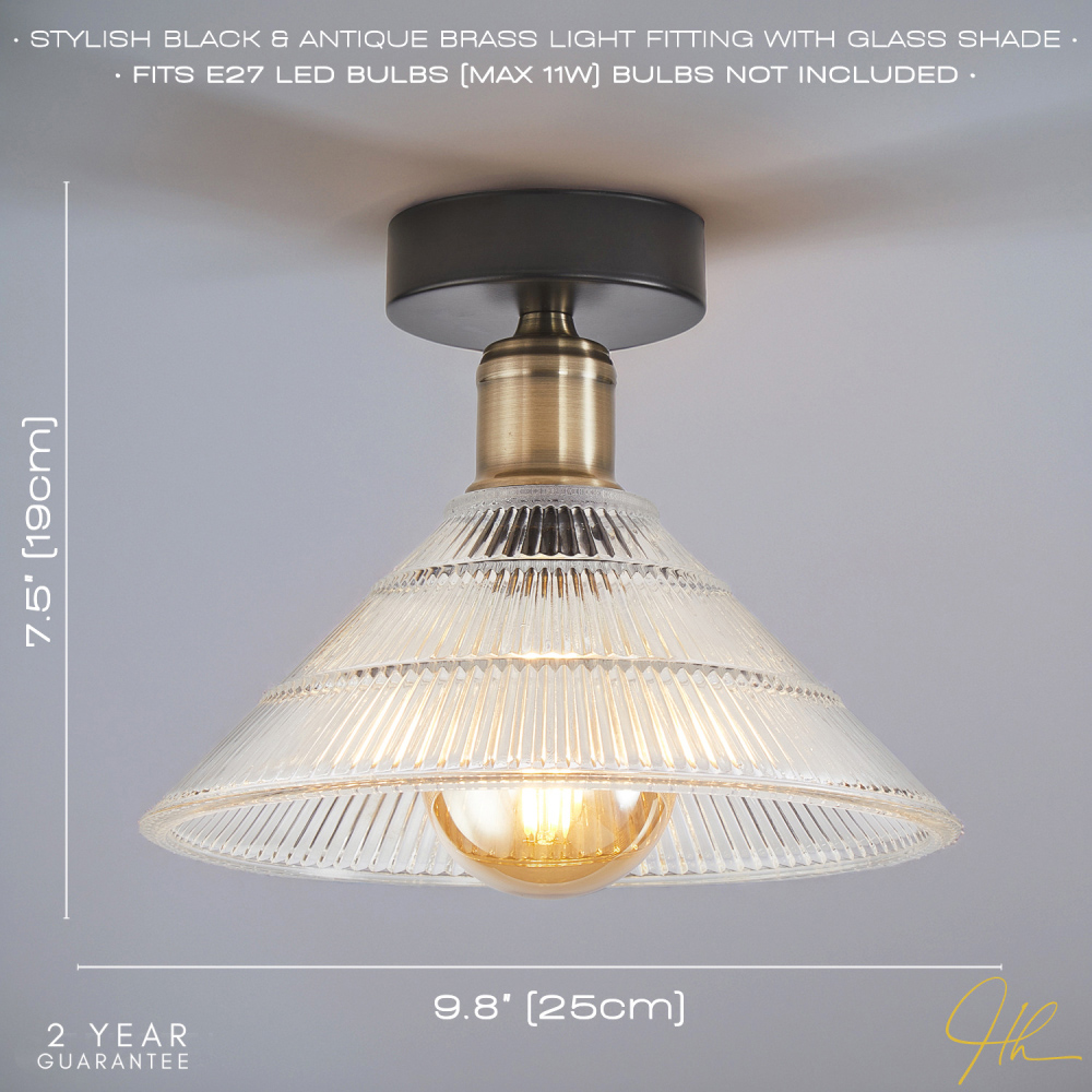 Happy Homewares Matte Black Semi Flush Ceiling Light Image 7