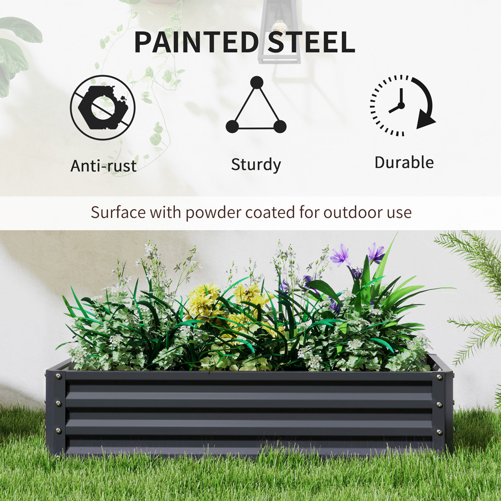 Outsunny Set of 2 Grey Raised Garden Bed 30 x 60 x 120cm Image 8
