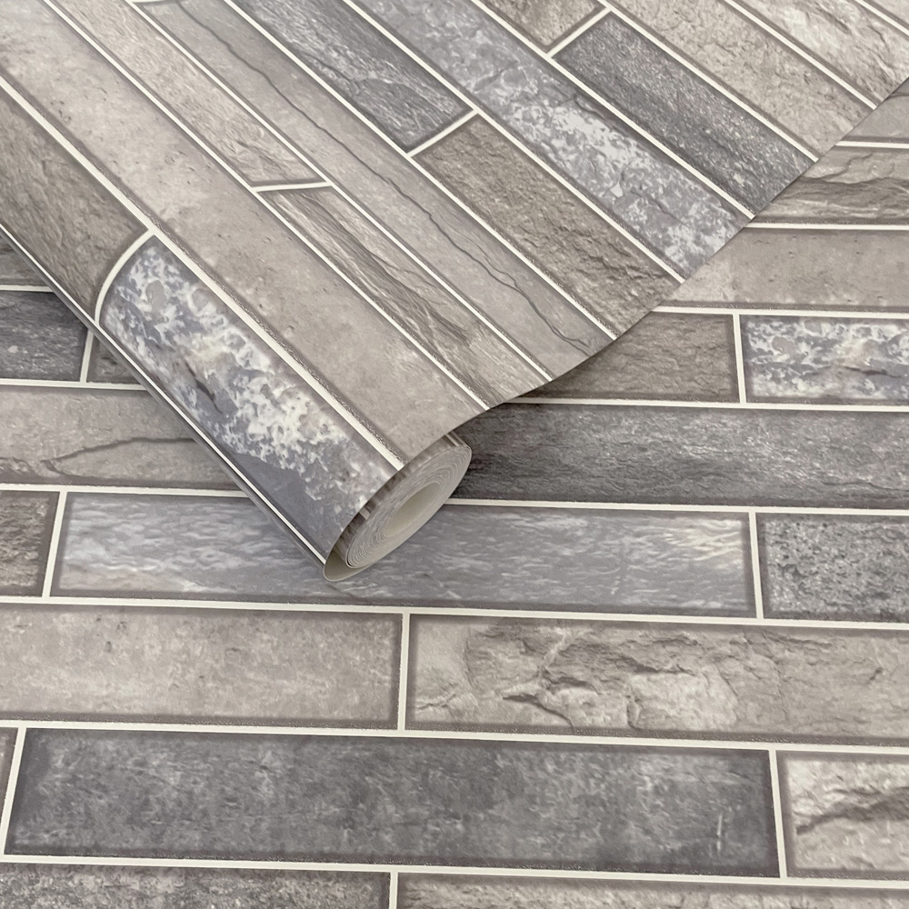 Holden Decor Talara Stone Tile Blue Mocha Wallpaper Image 2