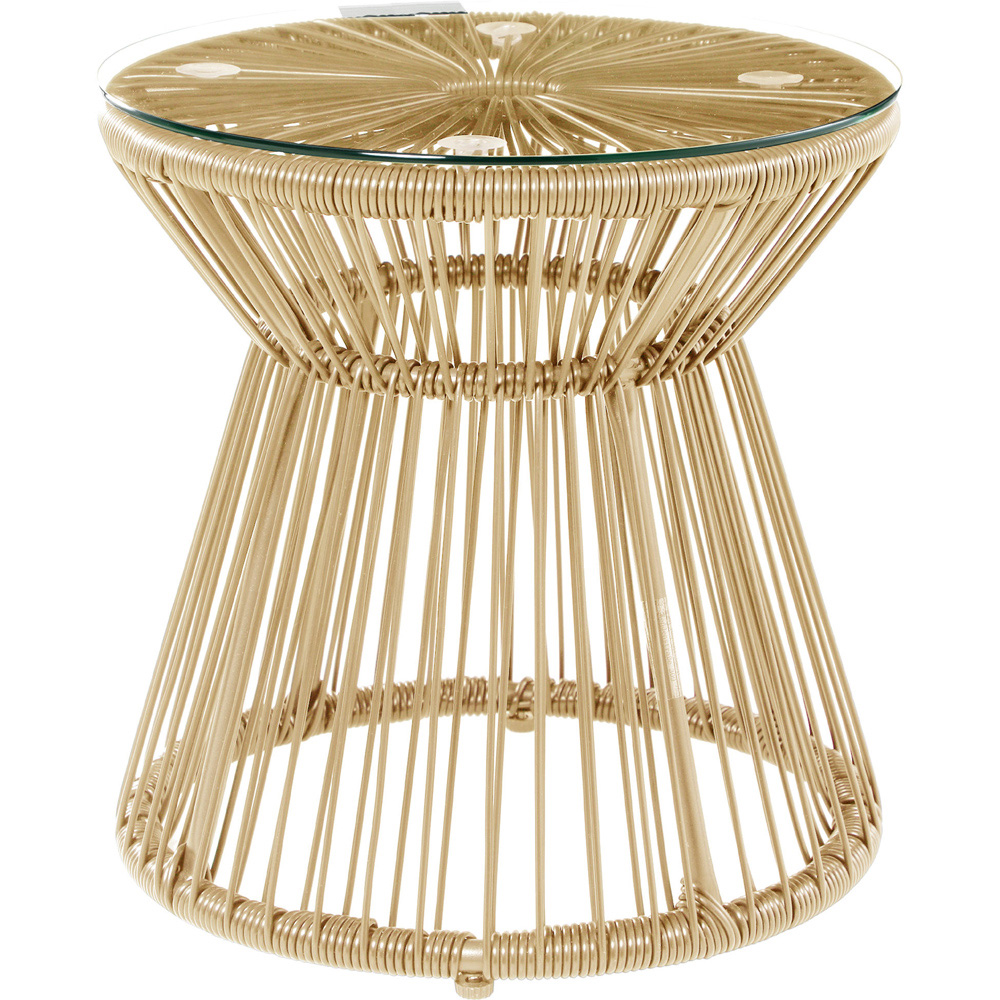 Outsunny Natural Rattan Hollow Drum Design Round End Table Image 2