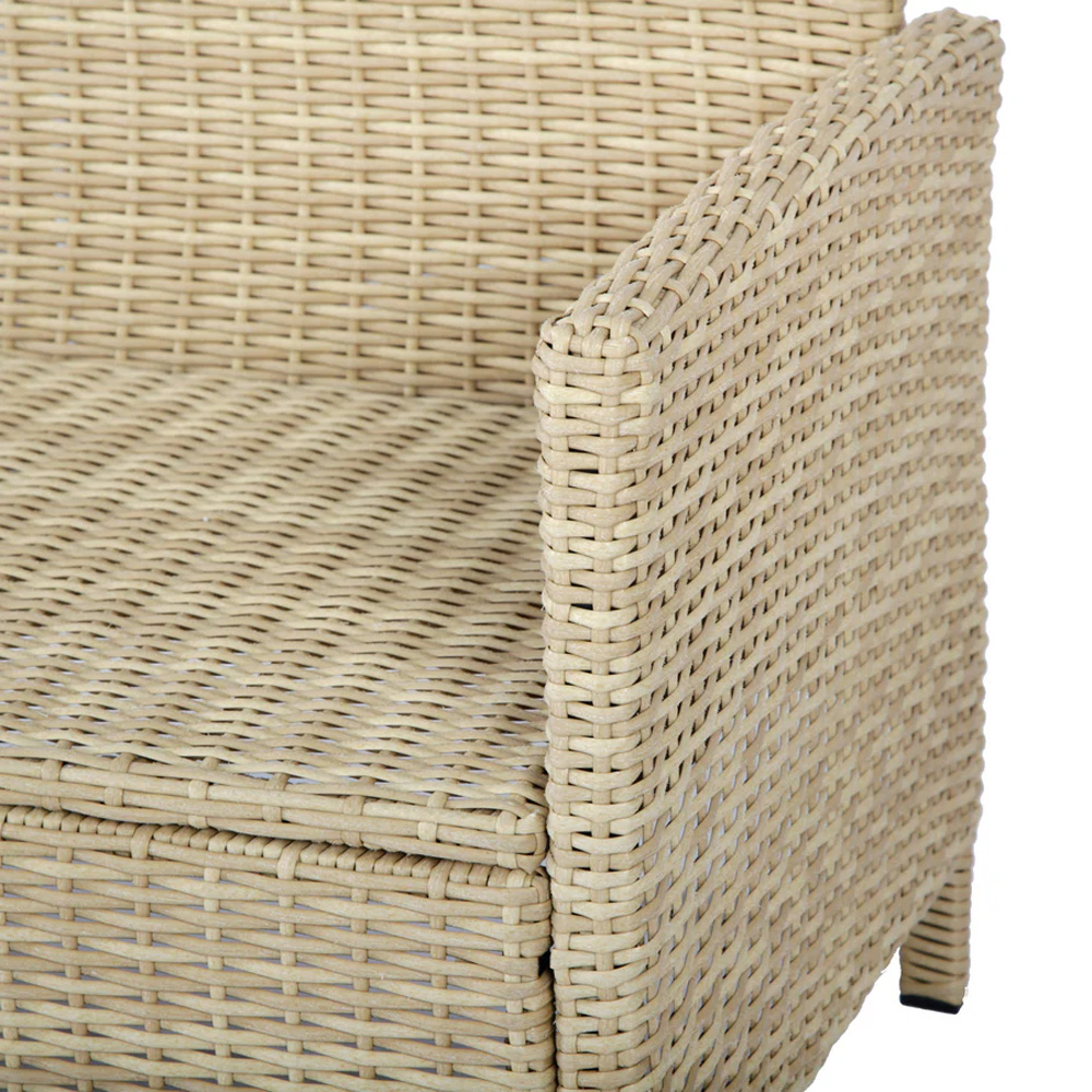 HGD Alia 6 Seater Natural and White Rattan Garden Corner Dining Sofa Set with Glass Table Image 6