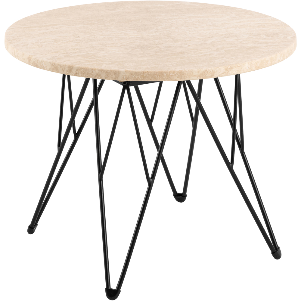 Florence Prunus Matt Biege Round Side Table with Steel Base Image 2