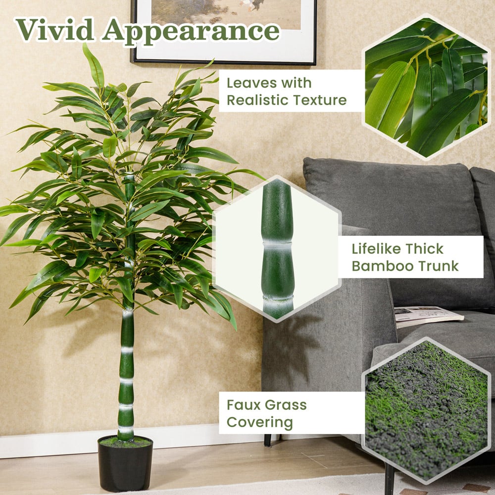 Costway Artificial Bamboo Tree in Plastic Nursery Pot 125cm 2 Pack Image 8