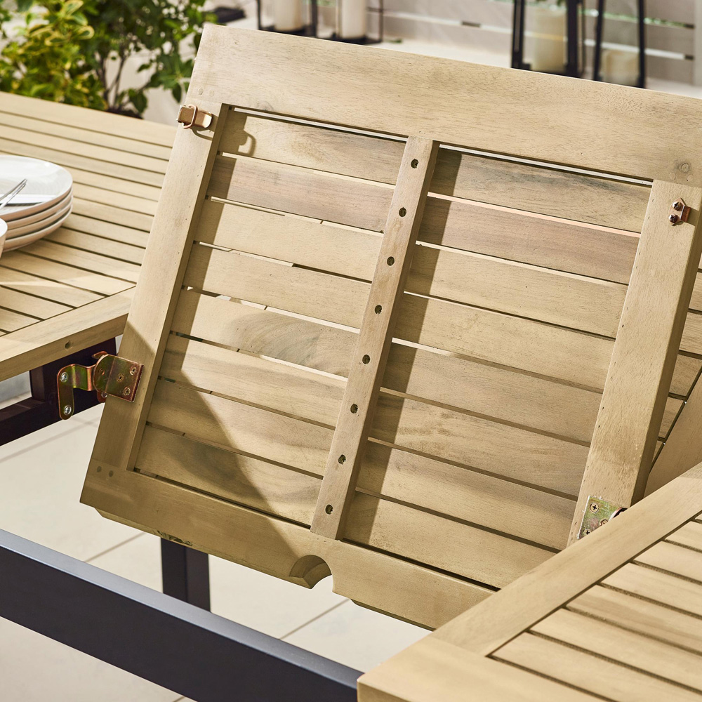 Furniturebox Mallow 6 Seater Teak Finish Wood Outdoor Extending Dining Set Image 4