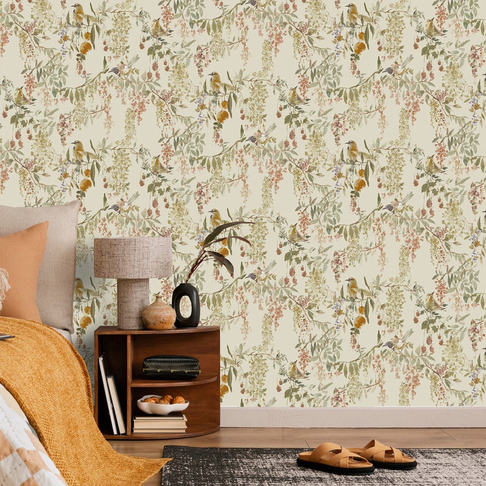 Grandeco Blackberry Trail Textured Cream Wallpaper Image 2