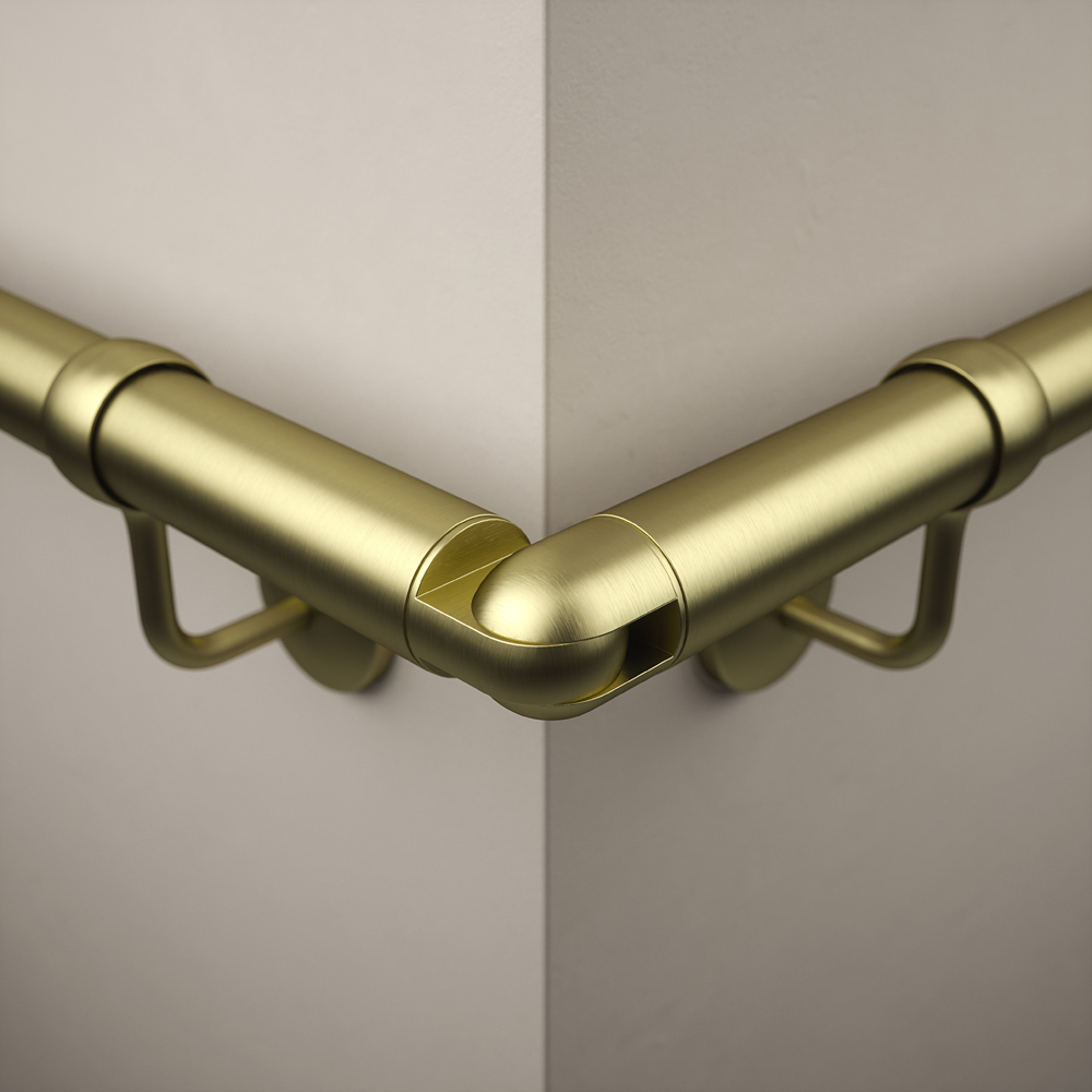 Rothley Satin Brass Stair Handrail Adjustable Elbow Image 7