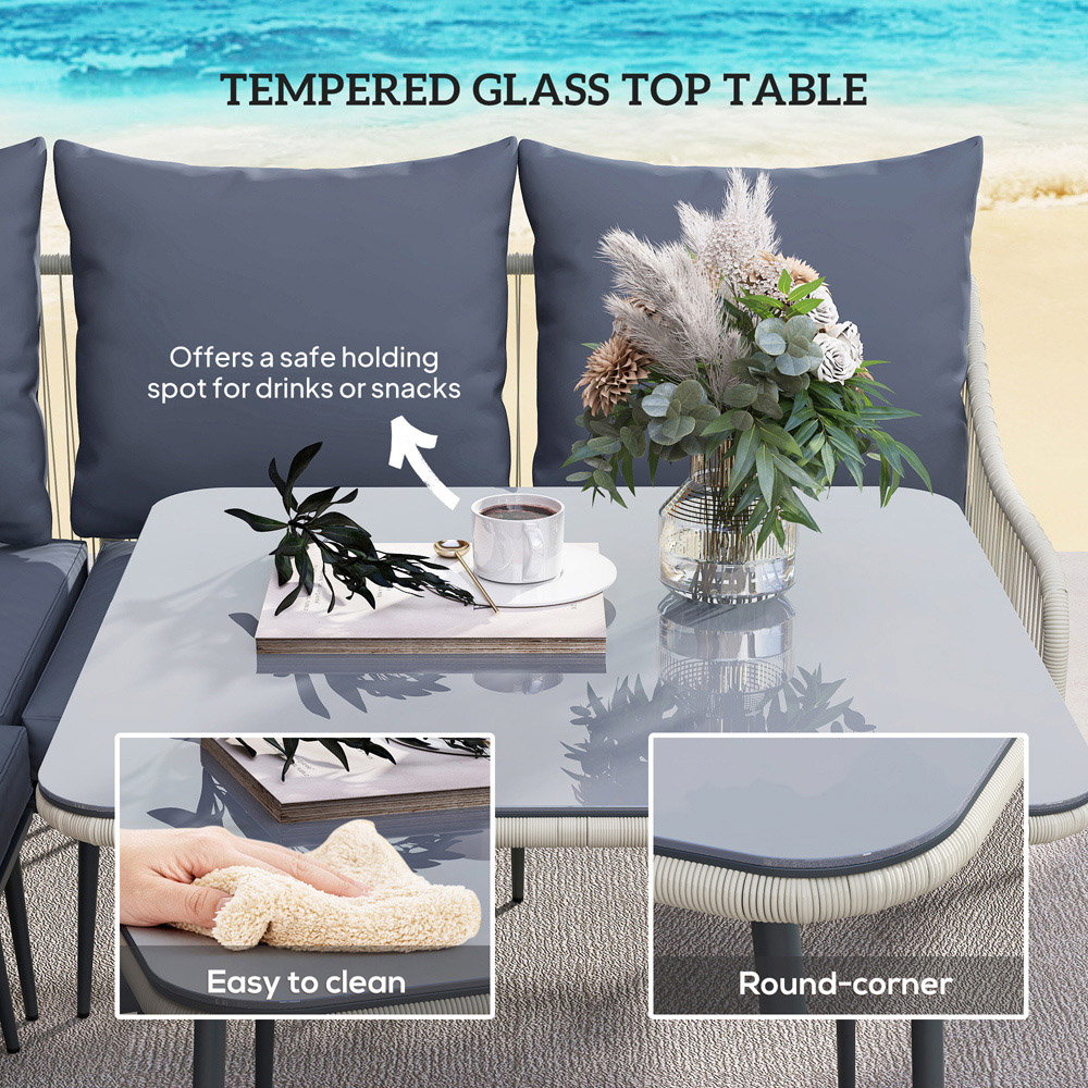 Outsunny 6 Seater Light Grey Garden Lounge Set Image 6