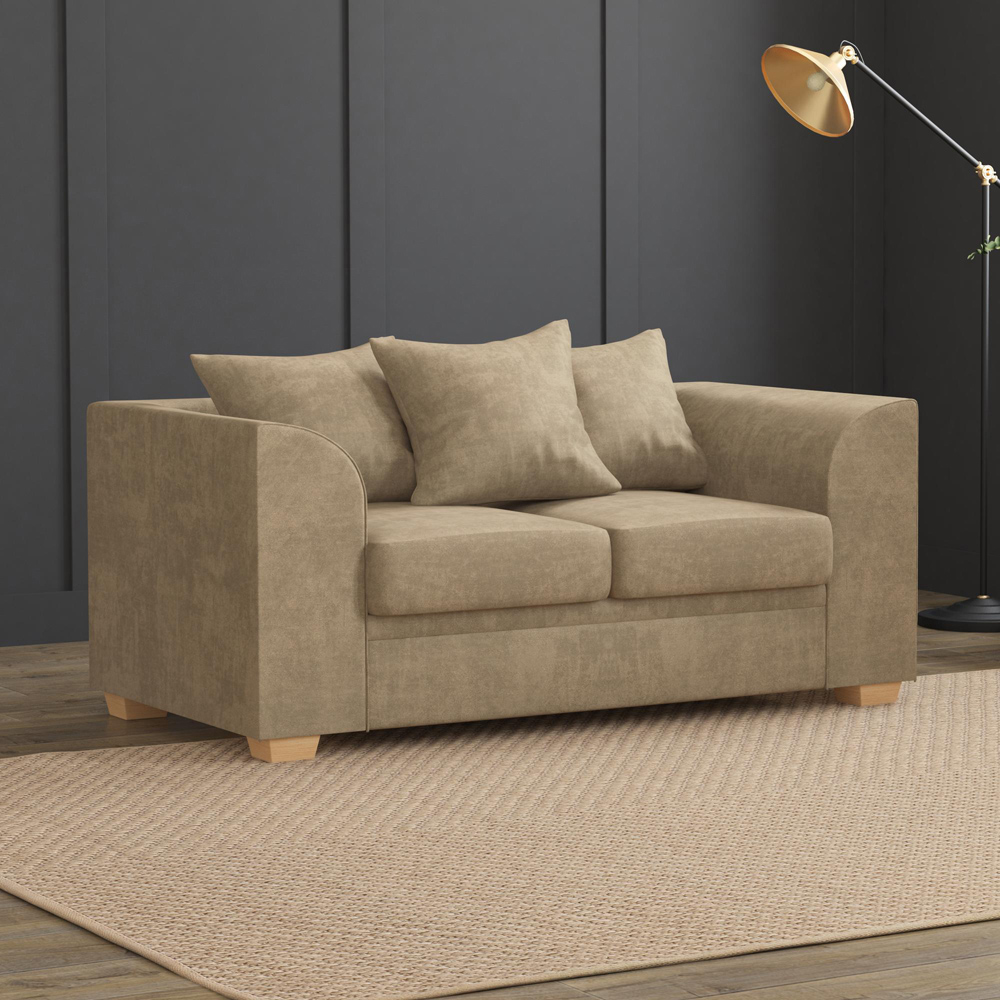 Modo 5 Seater Mink Plush Velvet Scatter Back Sofa Set Image 4