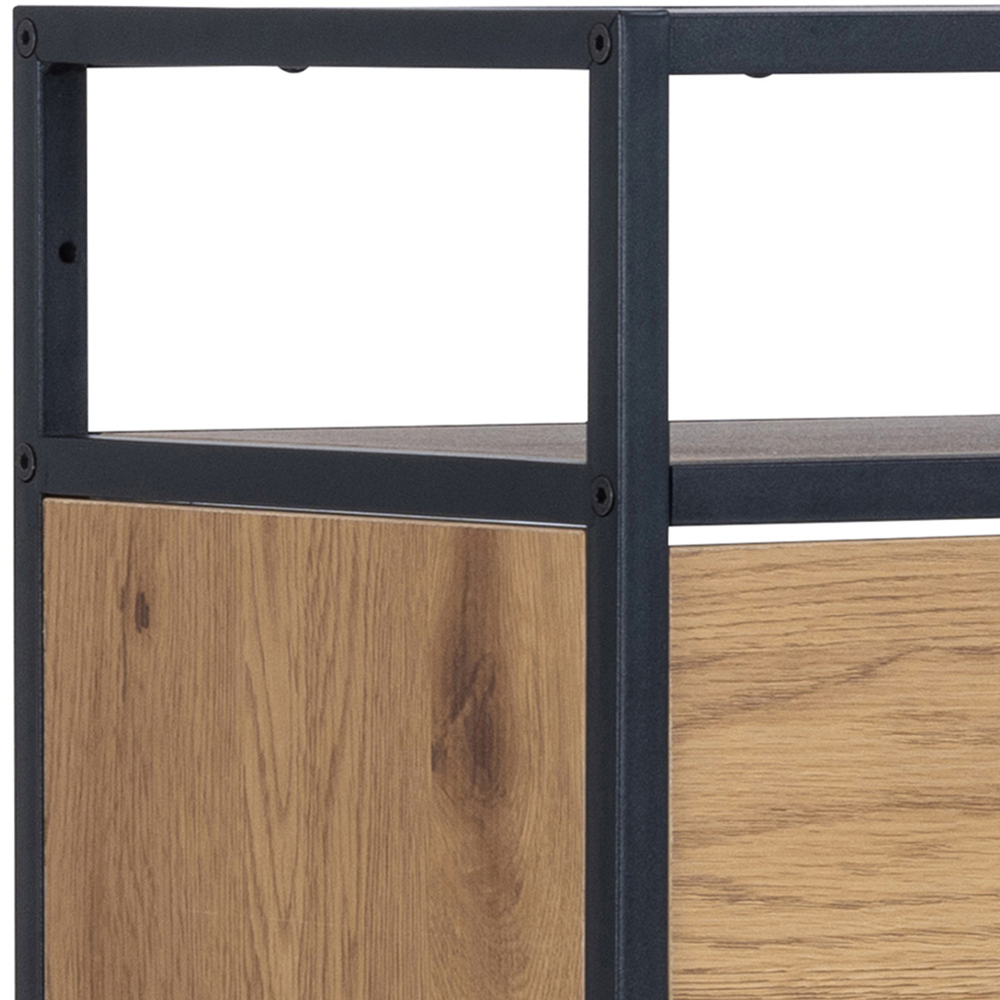 Florence Seaford 3 Drawer Single Shelf Black and Oak Shoe Cabinet Image 6