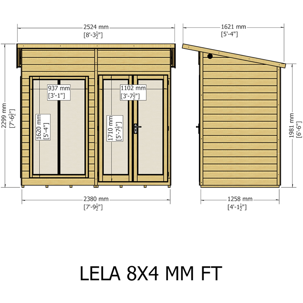 Shire Lela 8 x 4ft Double Door Summerhouse Image 9
