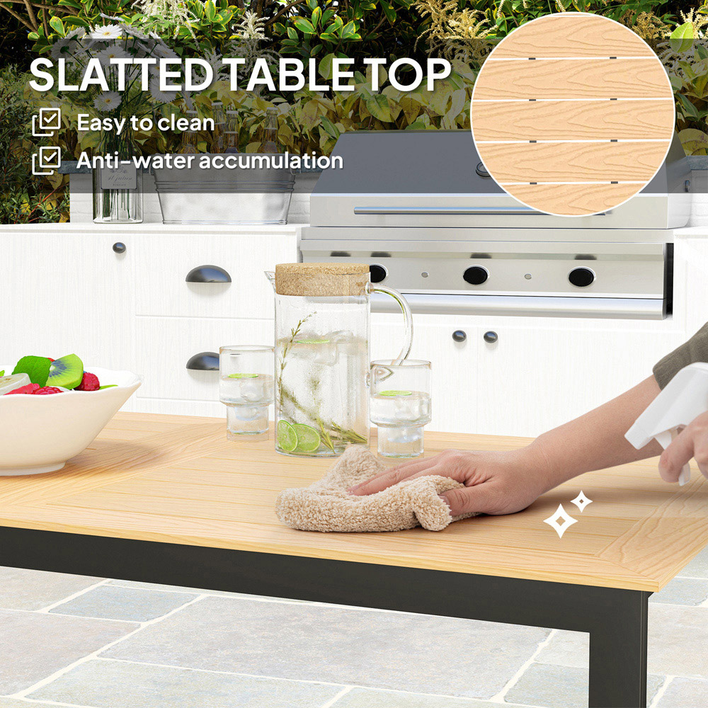 Outsunny 6 Seater Slate Top Teak Garden Table Image 7