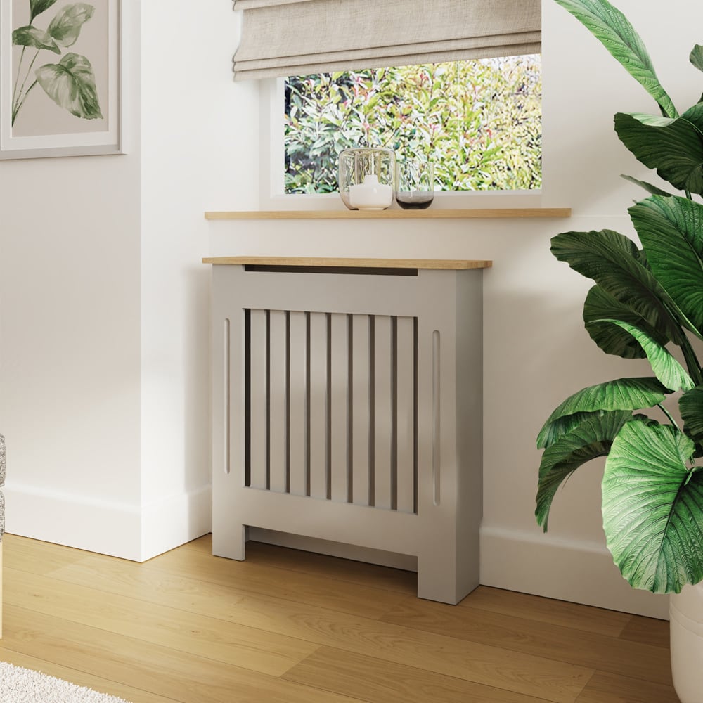 GFW Longslow Sleek Grey Vertical Slat Radiator Cover Small Image 2