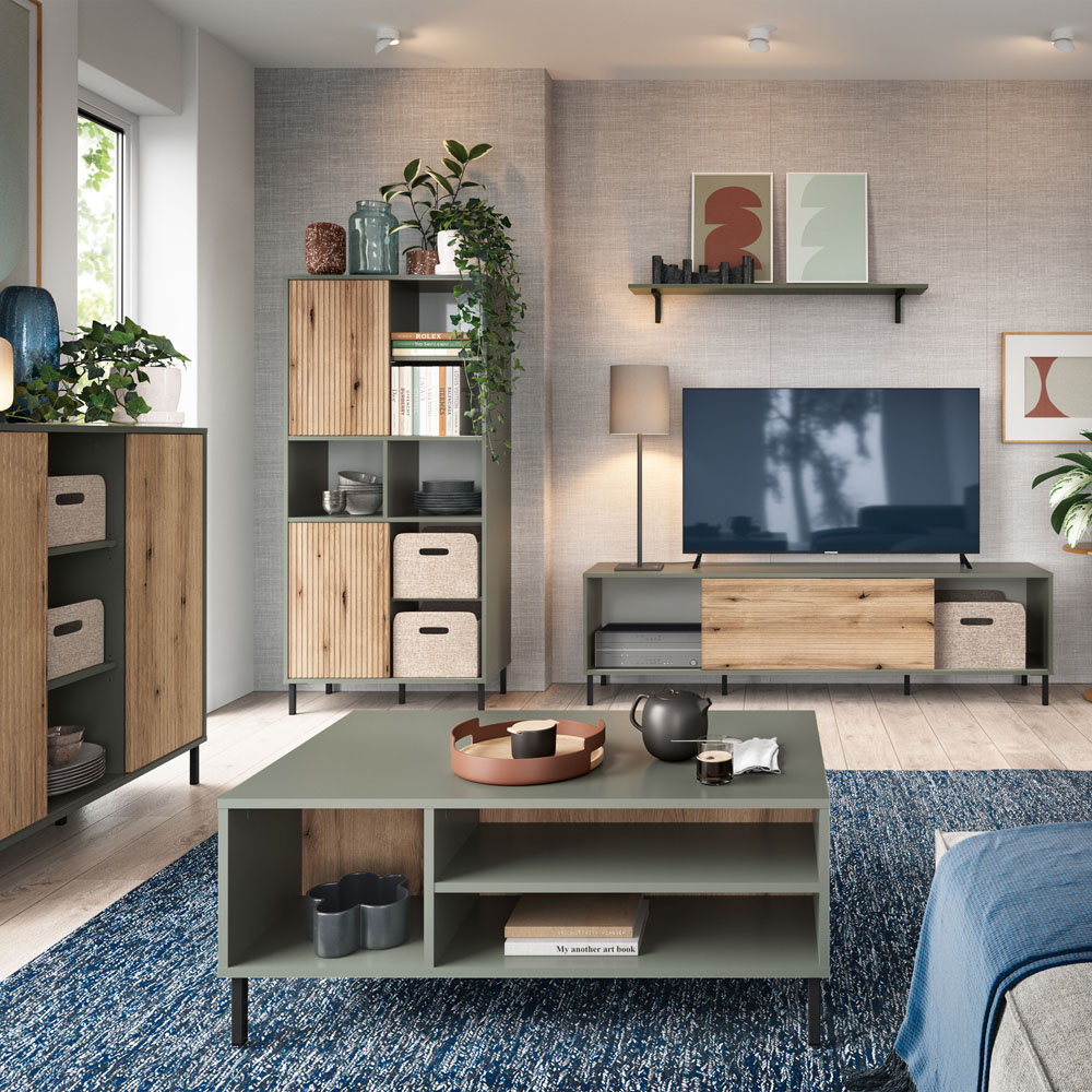 Furniture To Go Darwin Single Sliding Door Green TV Cabinet Image 4