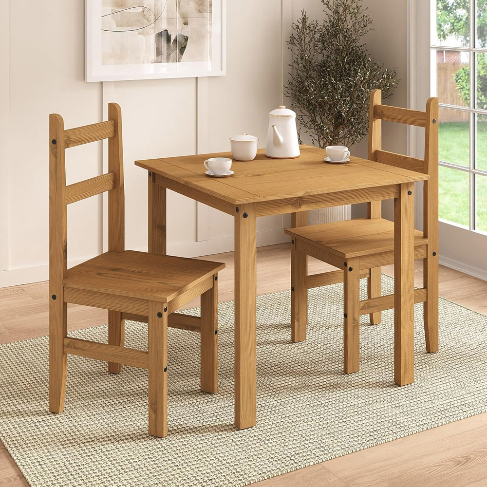 Mews Corona Solid Pine Wood 2 Seater Dining Set Image 5