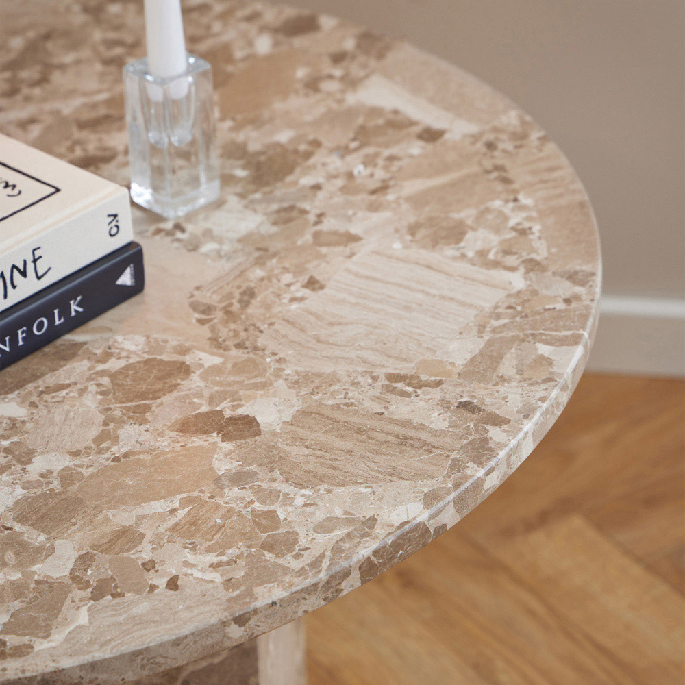 Florence Naxos Brown Marble Round Coffee Table Image 4