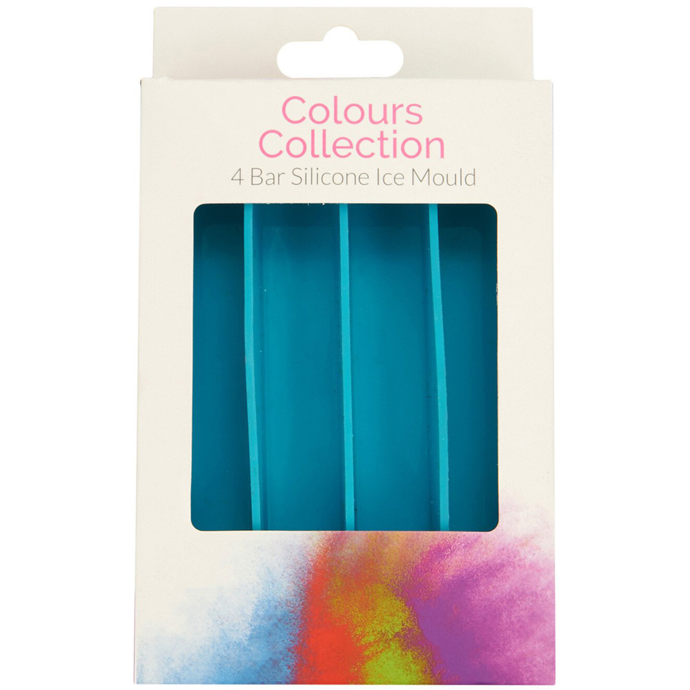 4 Bar Rectangular Silicone Ice Mould - Blue Image 3