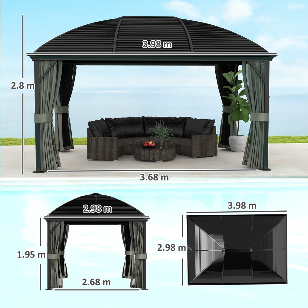 Outsunny 3 x 4m Dark Grey Aluminium Hard Top Gazebo Image 8