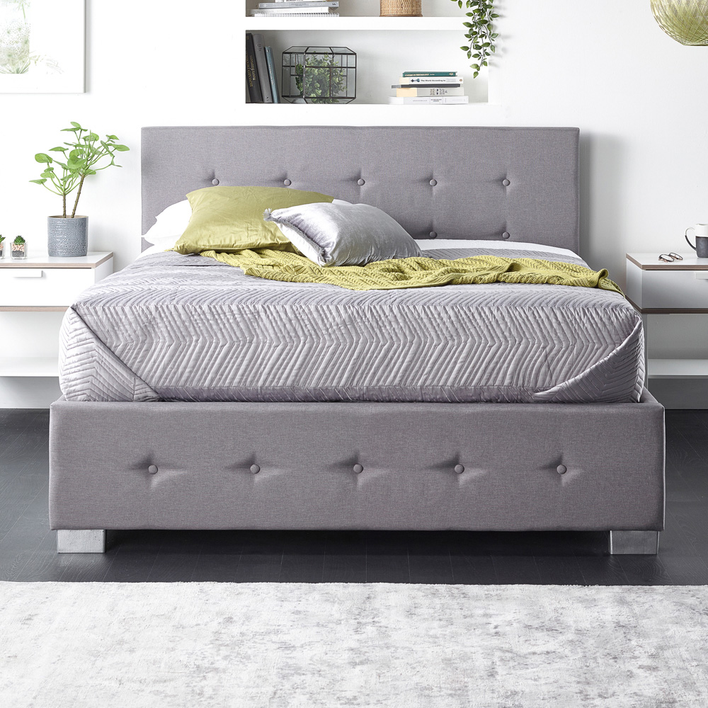 Aspire Super King Size Grey Linen Side Opening Ottoman Storage Image 2