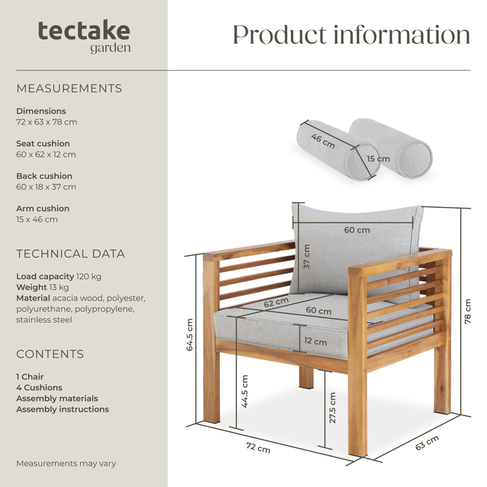 tectake Boka Wooden Frame Garden Chair Image 9