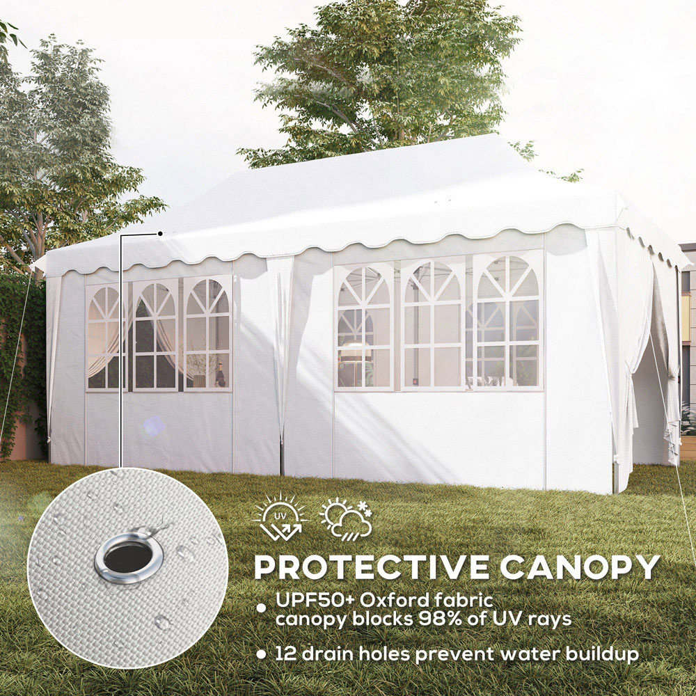 Outsunny 3 x 6m White UPF50+ Pop Up Gazebo with Sides and Carry Bag Image 6