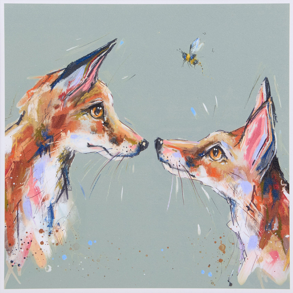 Just Bee-ing Together Foxes Framed Print Image 2