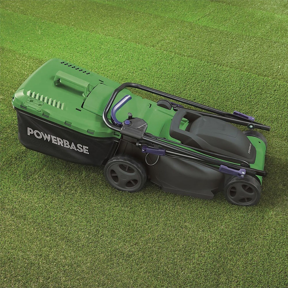 Powerbase 1400W 34cm Green Electric Lawn Mower Image 2