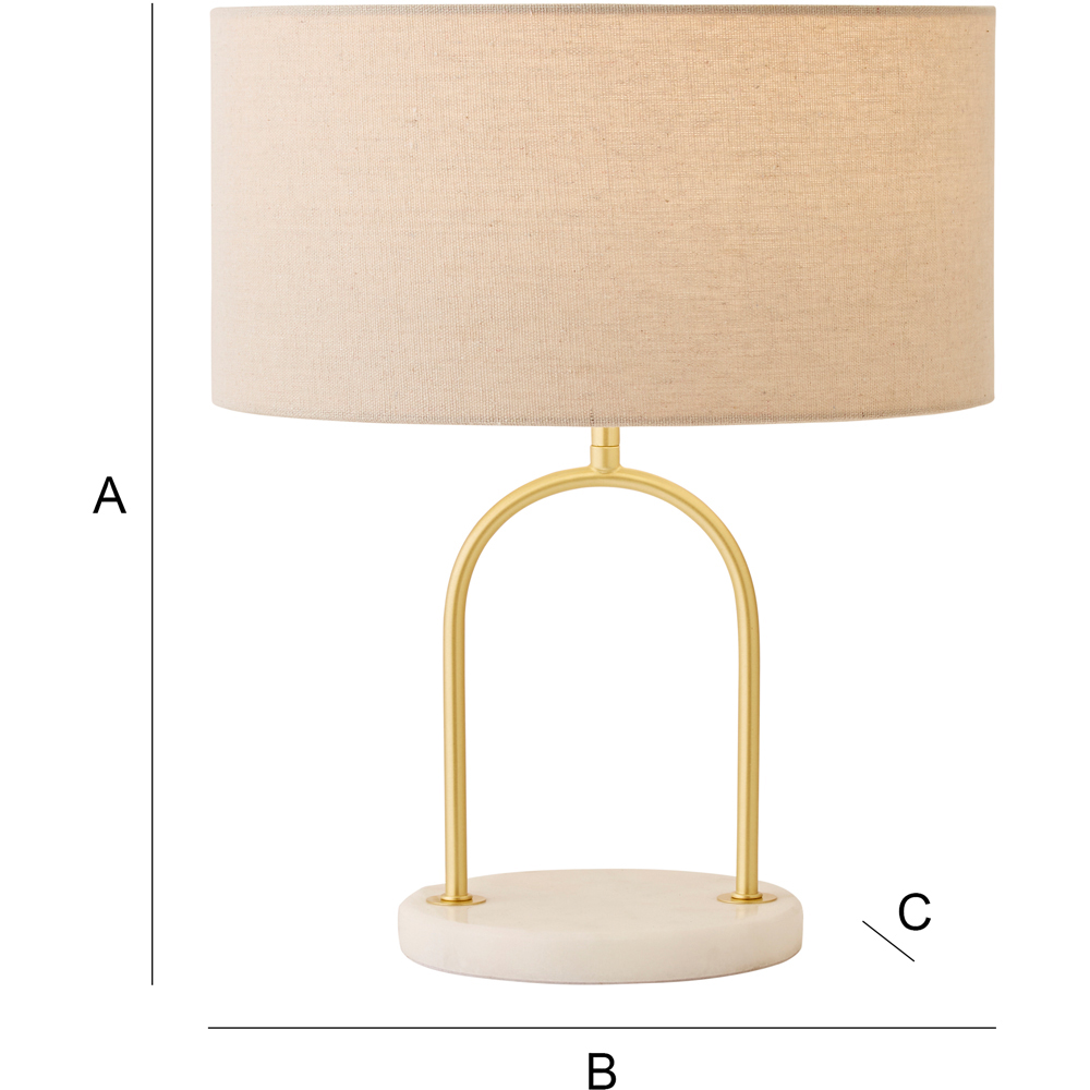 ValueLights Rachel Natural Lamp Shade Brushed Gold Arch Marble Base LED Table Lamp Image 7