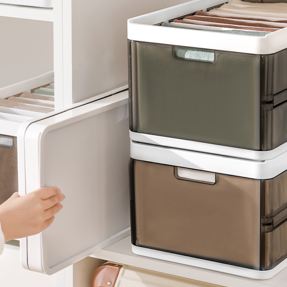 Living and Home Grey Folding Wardrobe Drawer Storage Box Image 4