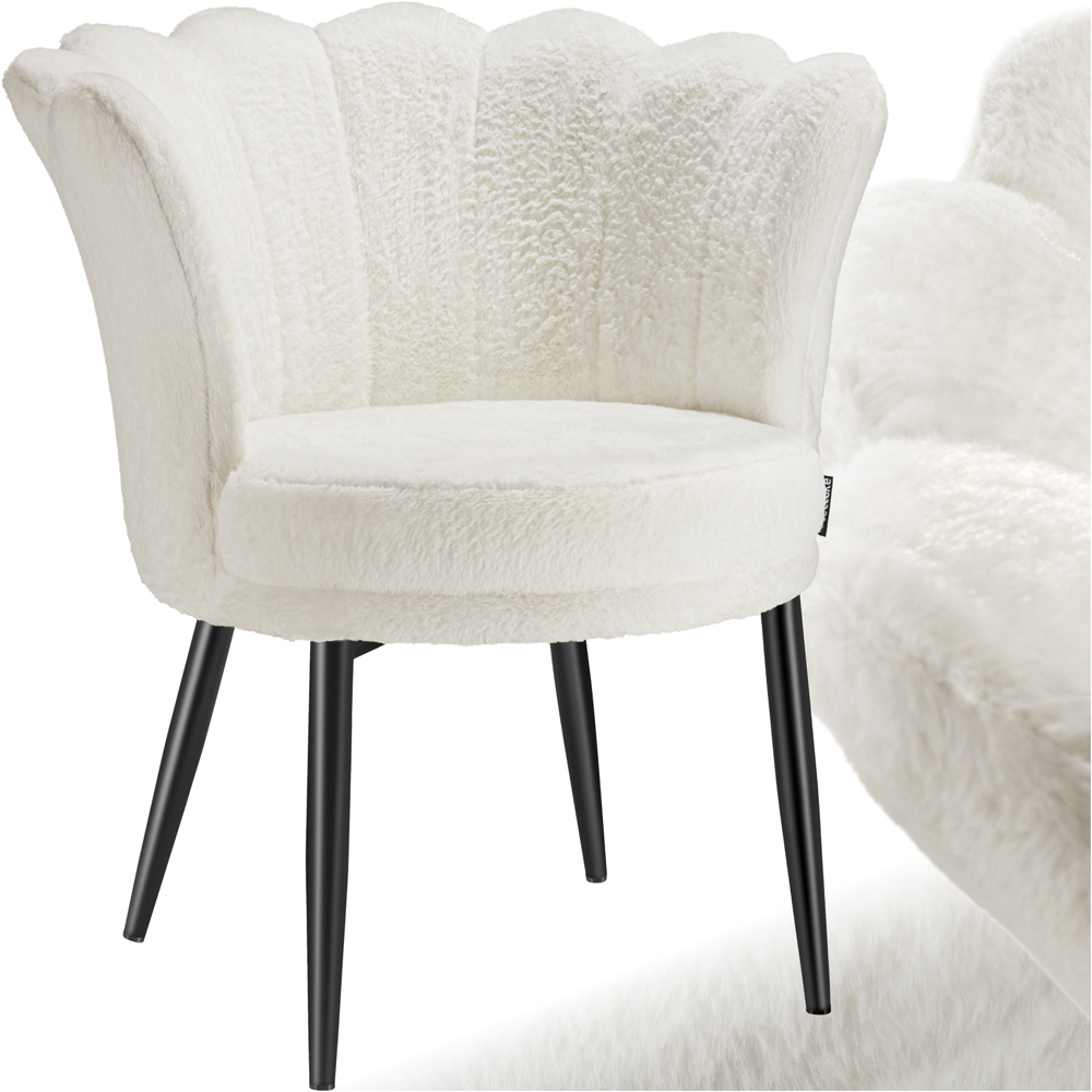 tectake Stella Cream and Black Faux Fur Armchair Image 2