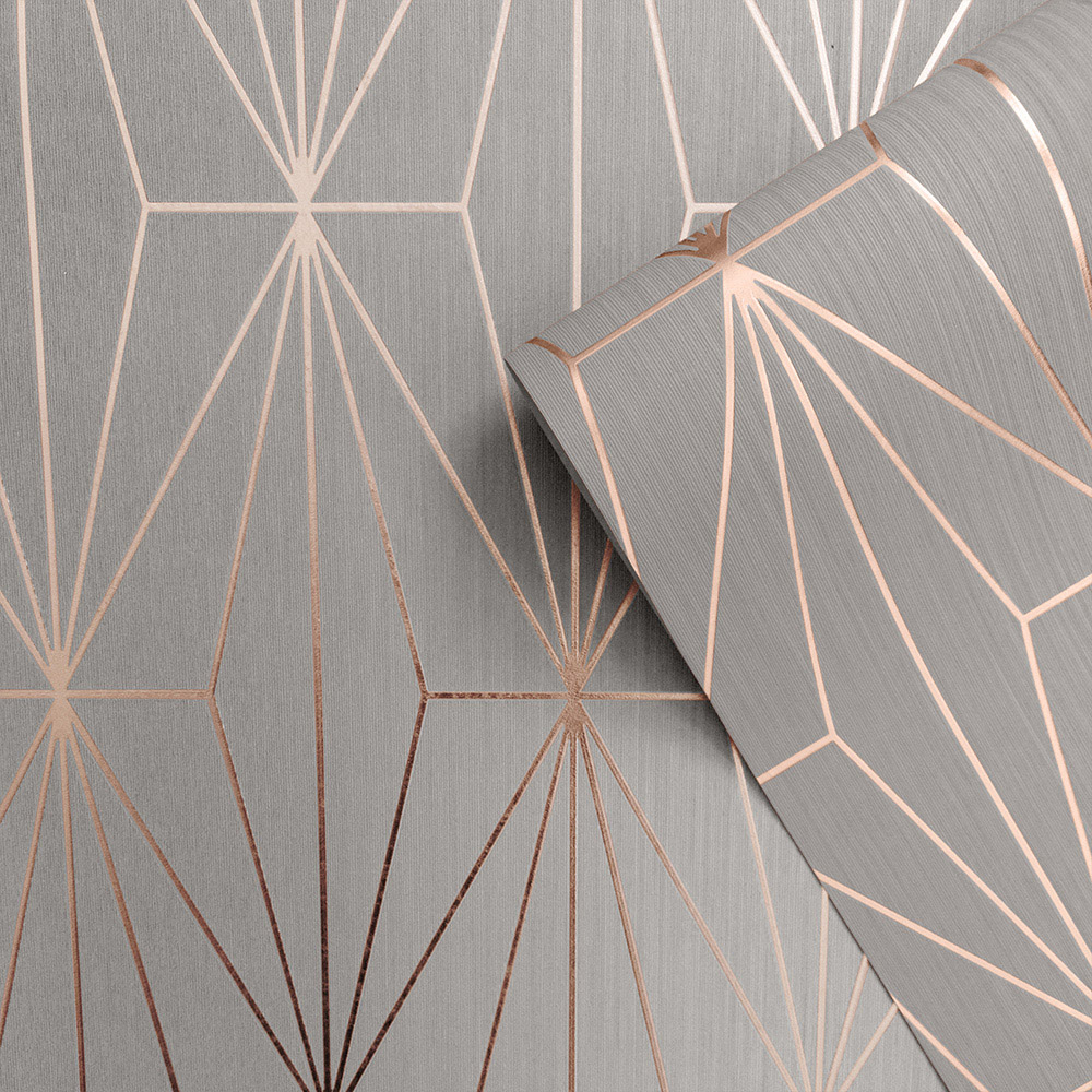 Muriva Kayla Grey and Rose Gold Wallpaper Image 2