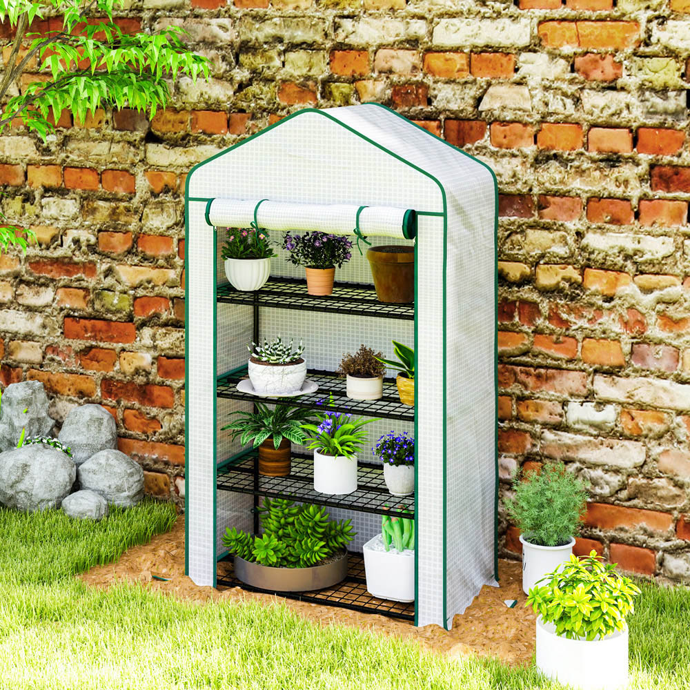 Outsunny 4 Shelf White 5.2 x 2.9ft Portable Mini Greenhouse Image 3