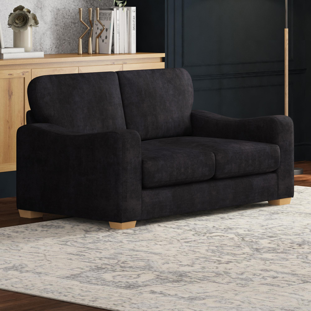 Theadford 2 Seater Ebony Plush Velvet Fixed Back Sofa Image 5