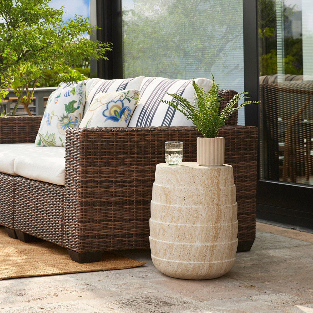 Desser Pisa Travertine Effect Accent Round Side Table Image 4